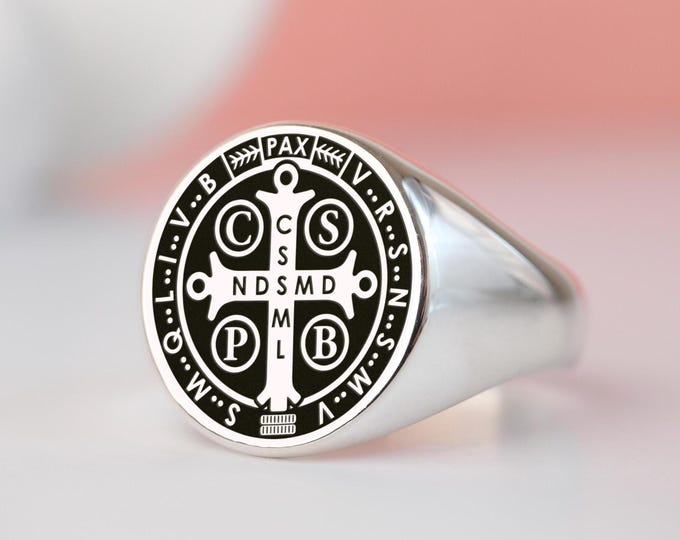 Saint Benedict Pax Ring: Sterling Silver Religious Jewelry