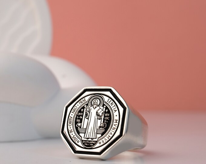 Handcrafted St. Benedict Medal Ring: Religious Gift