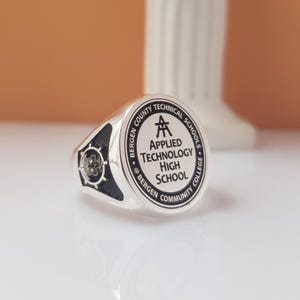 Engineering Graduation Ring: Custom Emblem, Sterling Silver, Gold Options