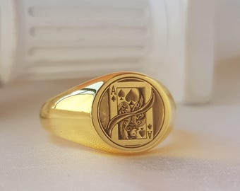 Ace of Spades Signet Ring: Sterling Silver Poker Jewelry