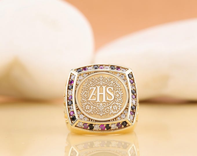 Custom Monogram Birthstone Ring: Personalized Initial Signet