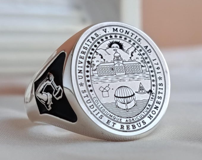 Personalized Graduation Signet Ring: Sterling Silver Class Ring