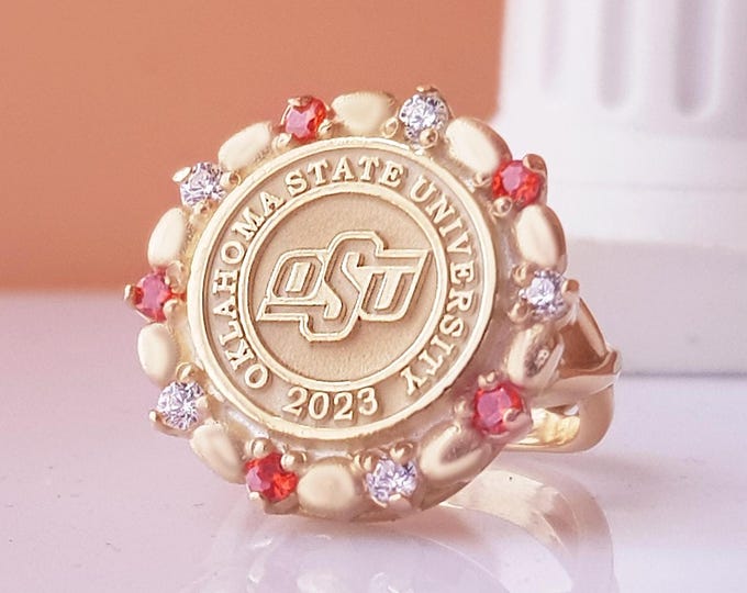 Custom Birthstone Graduation Ring: Sterling Silver Class Ring for Women
