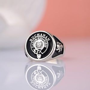 Family Crest Signet Ring - Buchanan Clan - Customizable Gold and Silver
