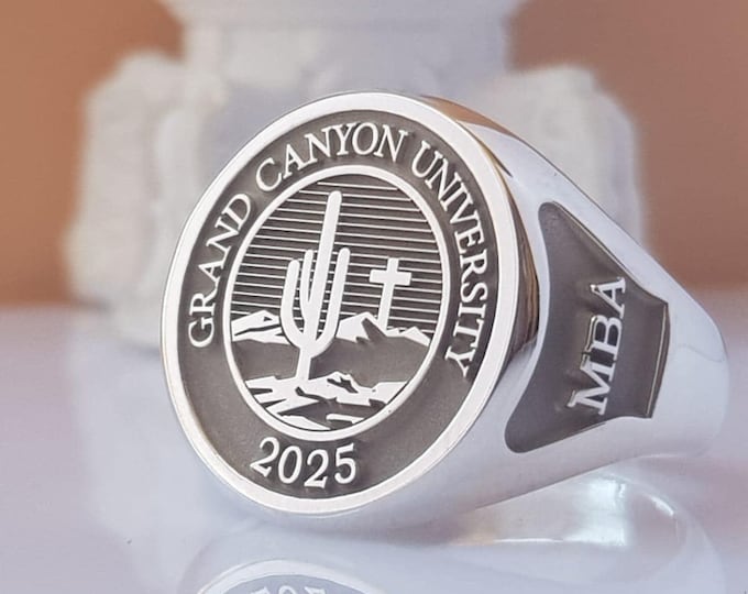 Personalized University Graduation Ring – Custom College Class Ring, Sterling Silver or Gold