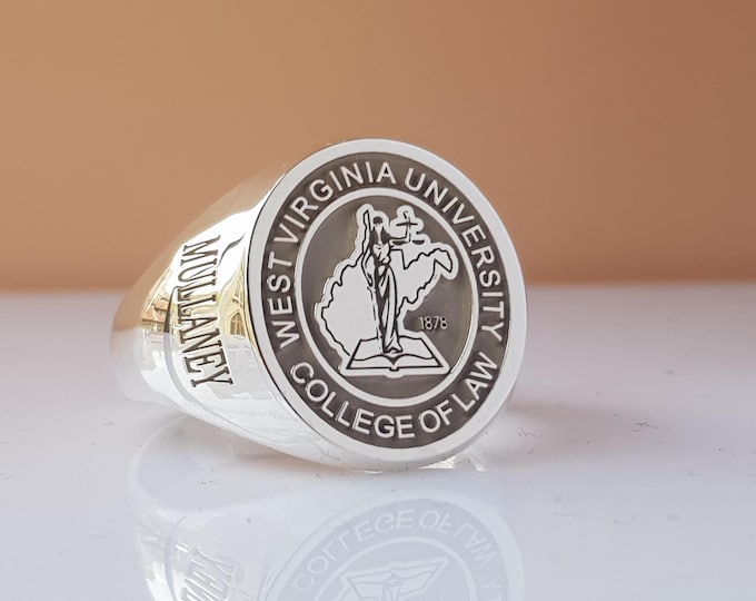 Custom Sterling Silver Law School Graduation Ring: Personalized Legal Gift
