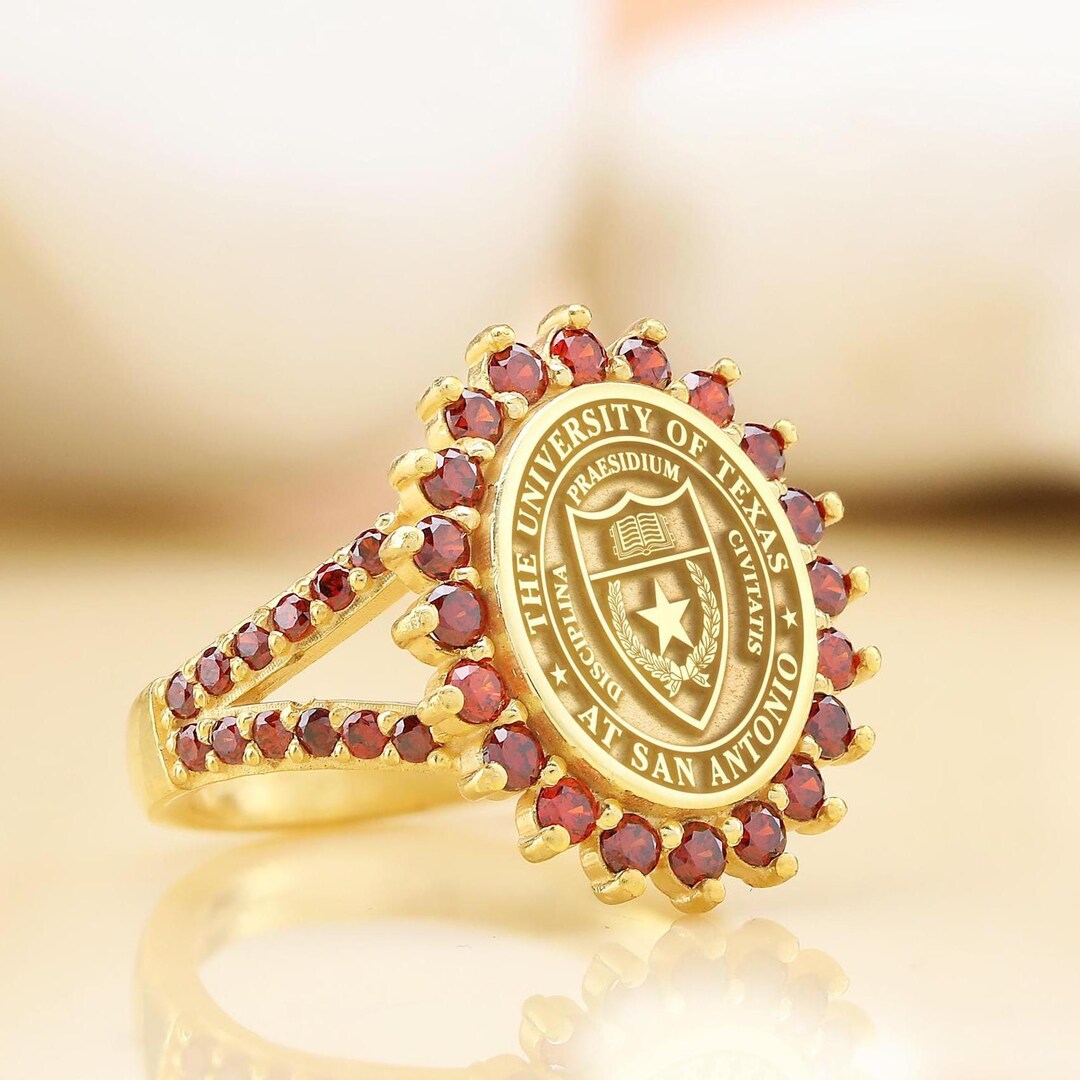 2025 Graduation Crest Ring • Sterling Silver, Lab Ruby Academic Signet ...
