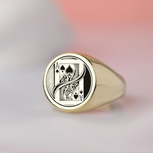 Ace of Spades Ring – Custom Playing Card Signet Ring | Poker-Inspired Jewelry | Symbolic Gold Ring for Gamers & Card Lovers
