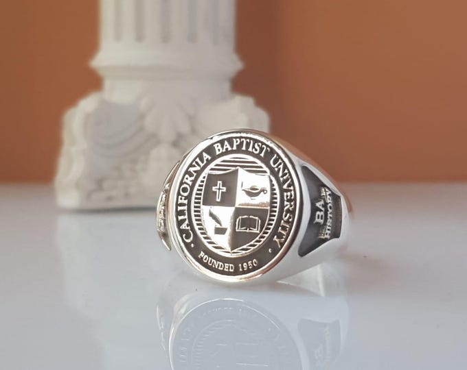 Personalized Sterling Silver Graduation Ring: Class of 2025 Signet