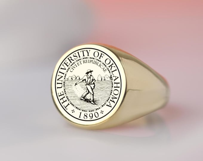Custom Graduation Signet Ring: 14K Gold or Sterling Silver Class Ring
