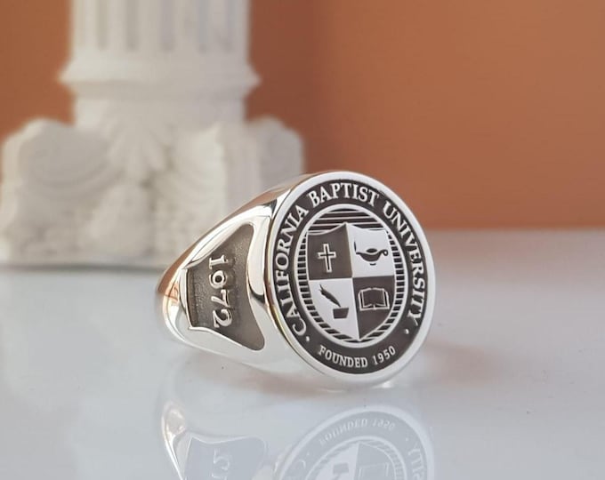 Personalized Sterling Silver Graduation Ring: Class of 2025 Signet