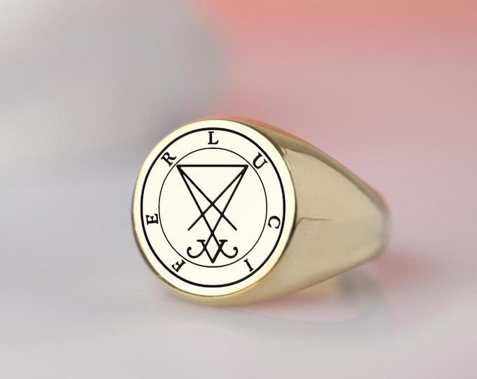 Lucifer Sigil Signet Ring: Sterling Silver Esoteric Jewelry
