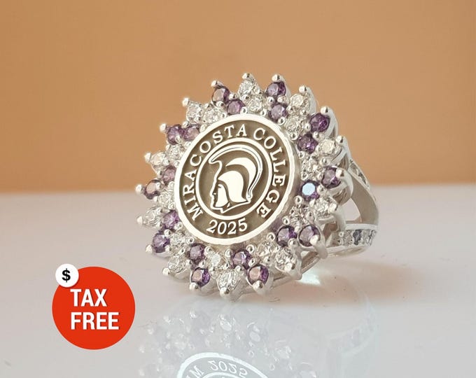 Amethyst Crest Sterling Silver Signet Ring: Custom Engraved Keepsake