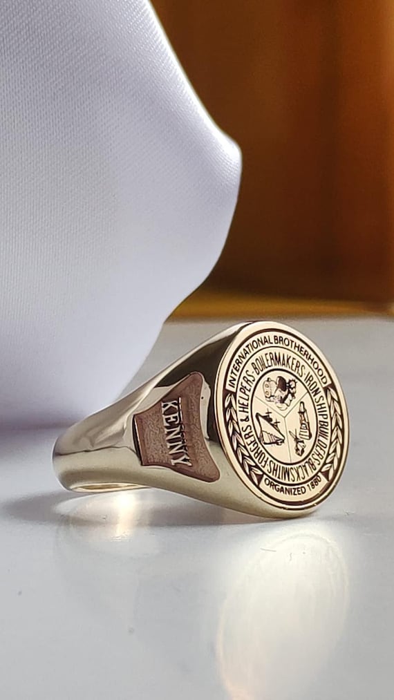 Personalized 14k Solid Gold Class Ring Custom College Graduation Gift Etsy