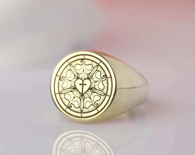 Luther Rose Signet Ring: Sterling Silver Reformation Jewelry