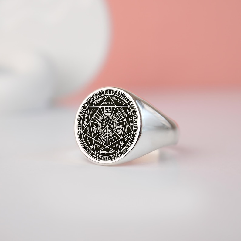 Seven Archangels Signet Ring – 10K 14K Gold & Sterling Silver, Spiritual Protection Ring