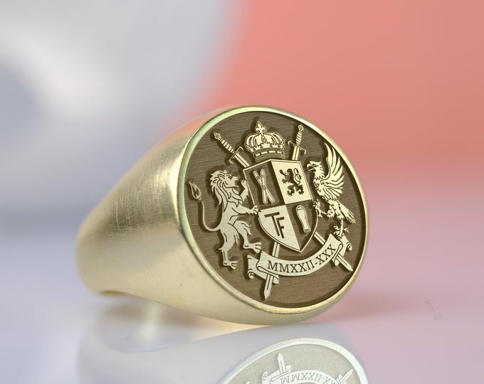 Custom Family Crest Ring: Personalized Sterling Silver Signet