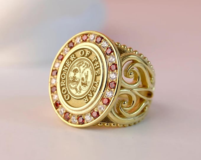 Gold Coroner of The Year Ring: Forensic Medical Examiner Award Jewelry