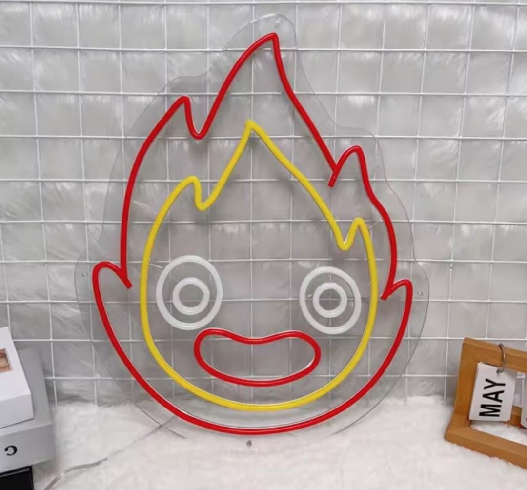 Inspired Calcifer- Neon LED Sign | Flame Anime Light | Cute Fire Spirit ...