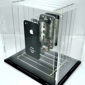 Disassembled iPhone Wall Art | iPhone Teardown Display | Multi-Layer Deconstructed iPhone Frame | Unique Tech Gifts | Geeky Tech Art