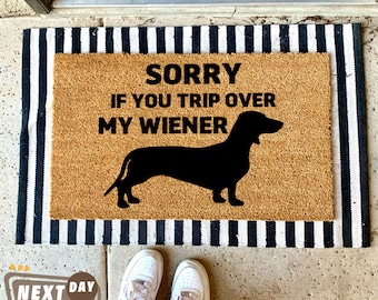 Wiener Doormat, Dachshund Doormat, Funny Sausage Dog Doormat, Dog Lover Gift, Dog Welcome Mat, New Home Gift, Home Decor, Closing Gift