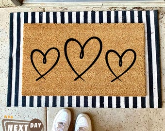 Hearts Doormat, Cute Mat, Home Gift, Welcome Mat, Front Doormat, Housewarming Gift, Valentines Decor, Heart Decor, Outdoor Mat, Wife Gift