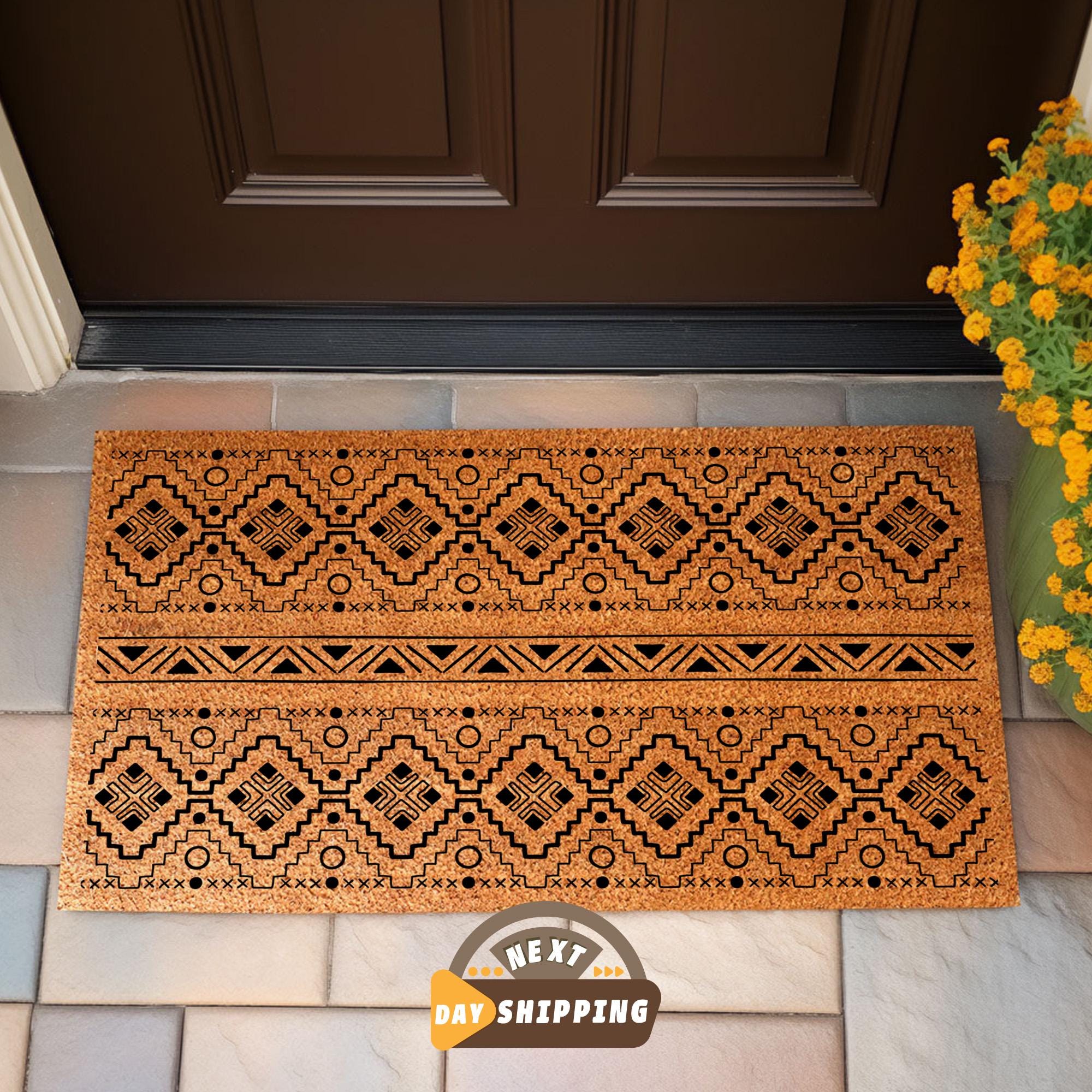 Boho Aztec Doormat, Coir Doormat, Housewarming Gift, Bohemian Home ...