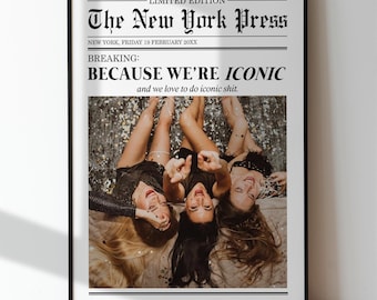 Personalized Best Friend Photo Print, Newspaper Print, Gift for Bestie, College Room Decor, Personalized Print, Birthday Gift, Wall Art