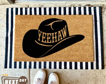 Yeehaw Doormat, Western Porch Decor, Kick Off Your Boots, Cowgirl Doormat, Western Home Decor, Farmhouse Doormat, Cowboy Doormat, Home Gift