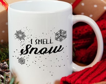 I Smell Snow Mug, Winter Snowflake Coffee Mug