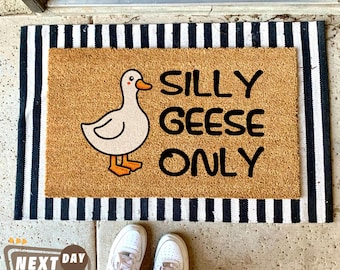 Silly Geese Only Entryway Mat, Cute Goose Doormat, Farm Animal Welcome Mat, Goose Themed Doormat, Porch Decor, Coir Mat, Family Gift