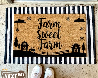 Farm Sweet Farm Coir Doormat, Housewarming Gift