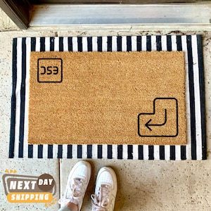 Enter Escape Doormat, Nerdy Gift, Keyboard Doormat, Welcome Mat, Cool Gifts, Nerd Door Mat, Unique Doormat, New Home Gift, Front Door Decor