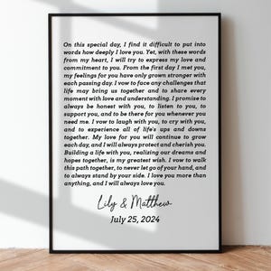 Custom Text Print, Custom Speech Photo Frame, Personalized Eulogy Speech, Wedding Speech Gift, Custom Poem Wall Art, Custom Poem Print