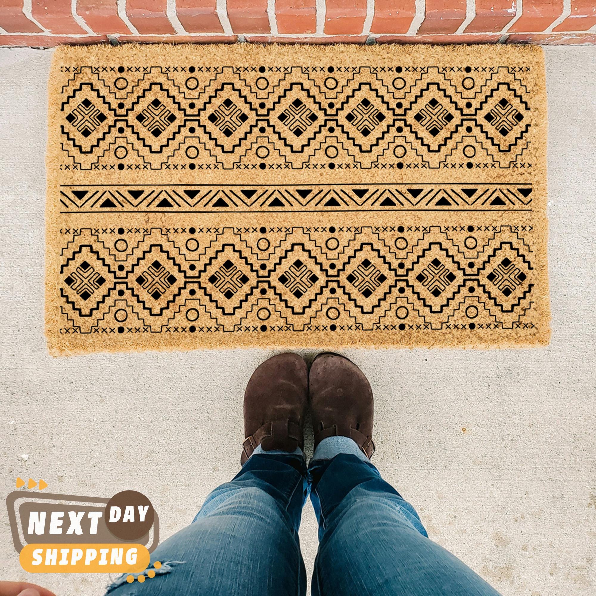 Boho Aztec Doormat, Coir Doormat, Housewarming Gift, Bohemian Home ...