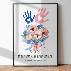 Custom Mother&#39;s Day Handprint Wall Art, Gift for Mother, Custom Gift, Framed Wall Art, Mom Handprint Art, Gift from Kids, Wall Decor