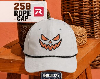 Scary Pumpkin Design Hat, Richardson 258 Rope Cap, Halloween Gift