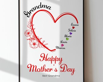 Custom Grandma Wall Art, Mother's Day Gift, Gift for Grandmother, Nana Gift, Personalized Gift, Framed Wall Art, Custom Grandma Gift