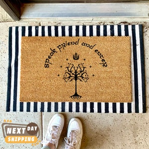 Speak Friend And Enter, Geek Doormat, Nerdy Housewarming Gift, Elvish Doormat, Front Door Decor, Home Gift, Porch Decor, Welcome Doormat