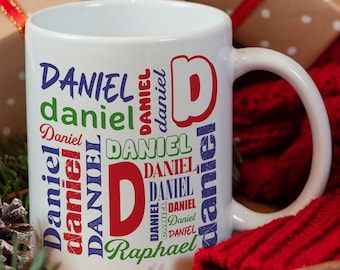 Repeating Name Personalized Coffee Mug, Custom Name Mug, Customized Gift, Custom Coffee Mug, Hot Chocolate Mug, Custom Monogrammed Mug