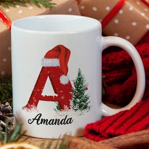 Christmas Initial Mug, Christmas Name Mug, Custom Mug, Personalized Name Mug, Coffee Mug, Ceramic Mug, Personalized Gift, Customizable Mug