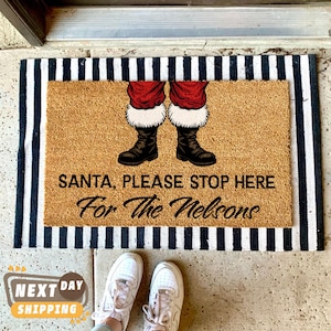 Personalized Christmas Doormat, Santa Clause Welcome Mat, Custom Doormat, Welcome Door Mat, Christmas Doormat, Family Name, Outdoor Decor
