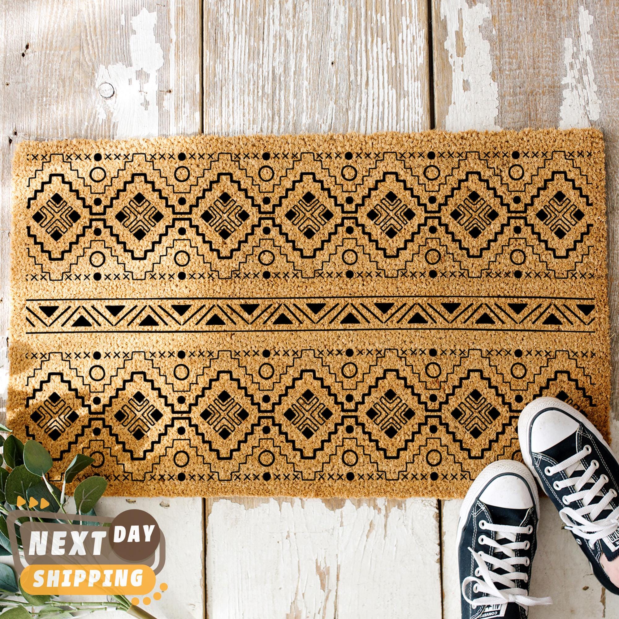 Boho Aztec Doormat, Coir Doormat, Housewarming Gift, Bohemian Home ...