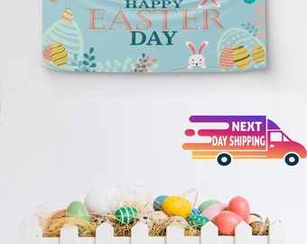 Easter Banner, Happy Easter Day, Happy Easter, Easter Decorations, Easter Sign, Vinyl Banner, Holiday Decor, Easter Decor, Easter Party