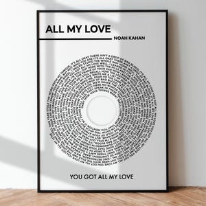 Personalized Song Lyric Print, Wedding Gift, Anniversary Gift, Custom Lyric Print, Custom Gift, Custom Song Lyric Frame, Framed Wall Decor