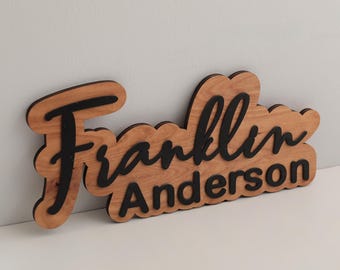 Custom Wood Name Wall Sign, Name Sign, Custom Gift, Entryway Decor, Wall Decor, Laser Cut Name, Baby Name Sign, Layered Name Sign, Home Gift