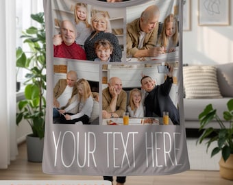 Custom Photo Blanket with Custom Text, Photo Blanket, Custom Gift, Anniversary Gift, Memorial Blanket, Birthday Gift, Baby Photo Blanket