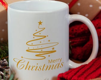 Christmas Tree Coffee Mug, Merry Christmas Ceramic Mug