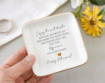 Happy Retirement Jewelry Dish, Coworker Gift, Retirement Gifts for Women, Retirement Ring Dish, Gift for Mom, Grandma Gift,  Retirement Gift