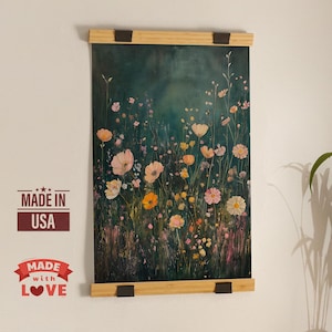 Wildflower Field Hanging Canvas, Landscape Print, Floral Wall Art, Field Of Flowers Canvas Print, Modern Home Decor, Wall Art Canvas